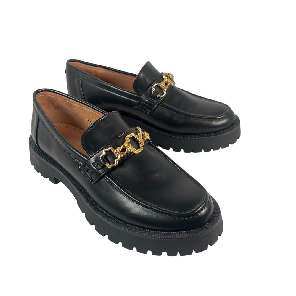 Sam & Libby Women's Black Leather Slip-On Round Toe Loafers size 9